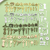20/100pcs Vintage Sewing Tools Charms Alloy Scissors, Buttons, Sewing Machine, Bobbin Pendant for DIY Jewelry Making Accessories