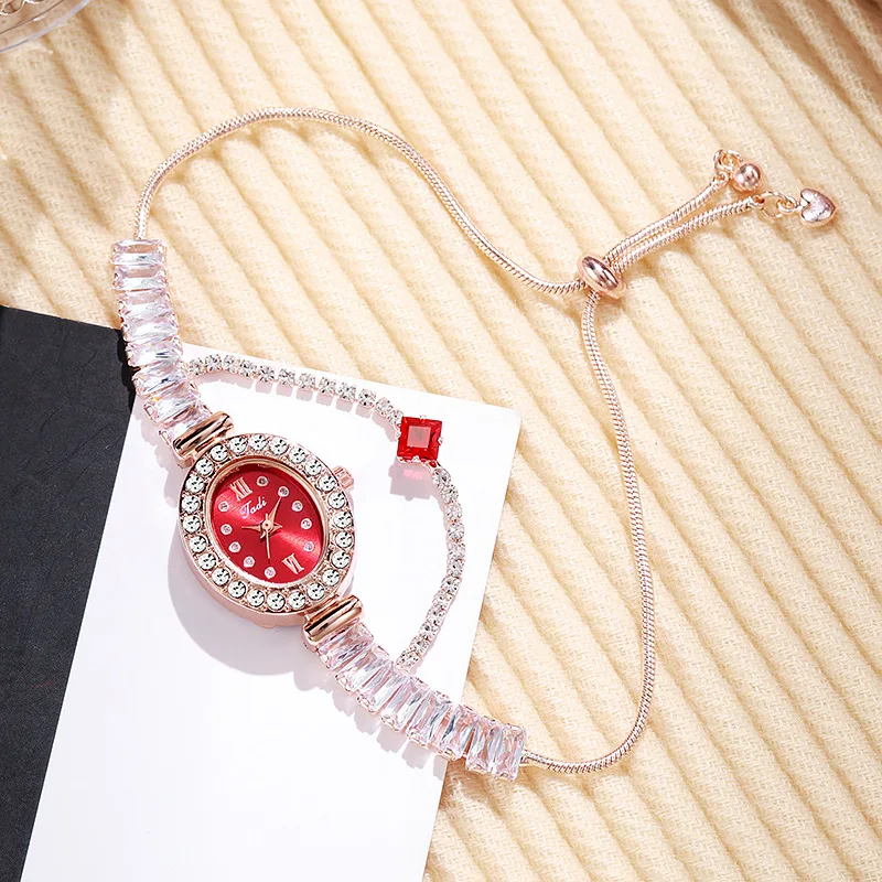 New Oval Zircon Fine Belt Women's Watch with Diamond Set Bracelet, Free Adjustable Women's Watch, Quartz Women's Watch