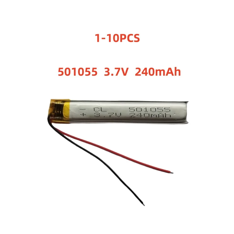 

501055 3.7V 240mAh Small Size Lipo Rechargeable Battery Lithium Polymer For MP3 Bluetooth MID headset headphone video pen
