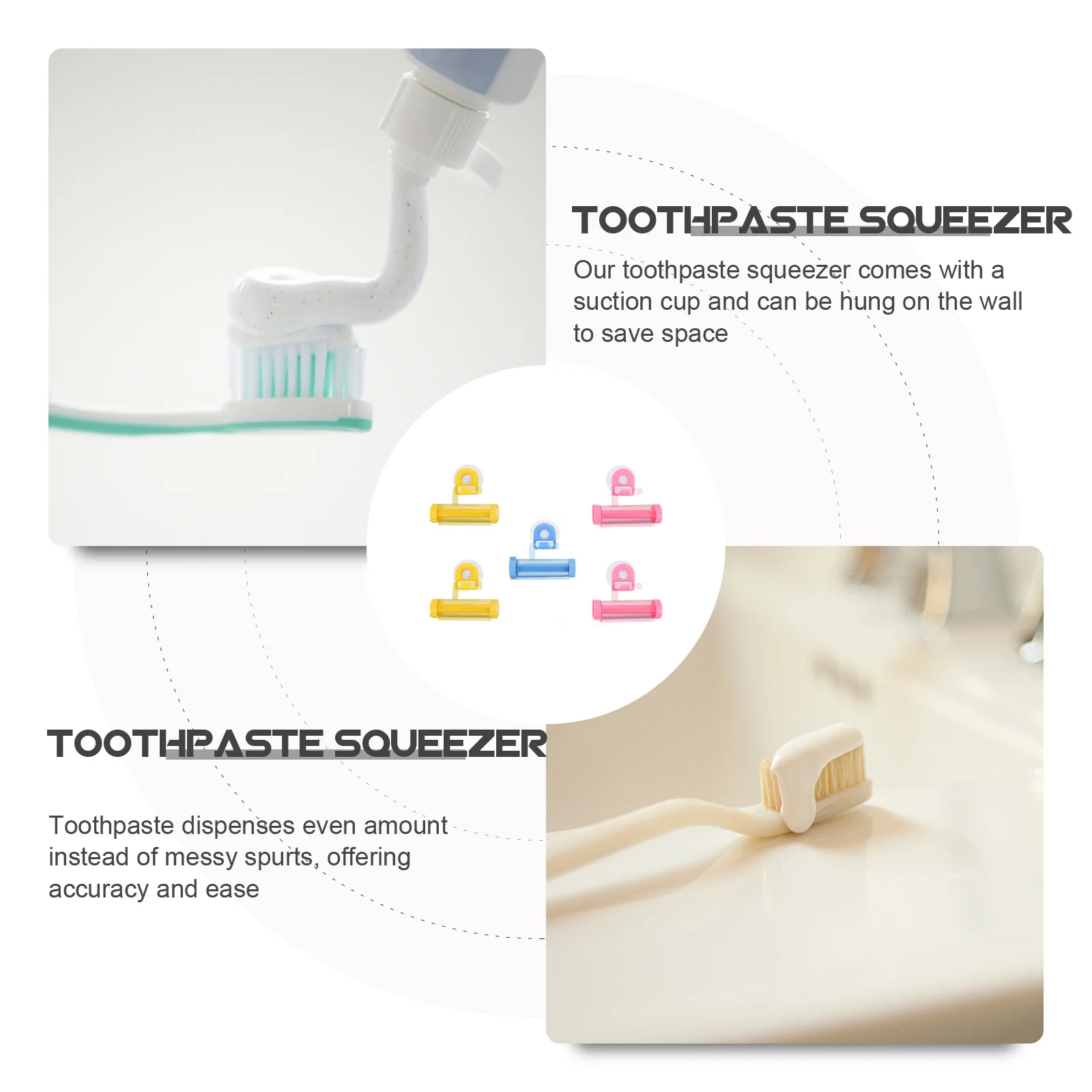 

5pcs Squeezer Manual Tube Roller Wall Mount Suction Cup For Bathroom Plastic Toothpaste Dispenser Tool Convenient Toothpaste