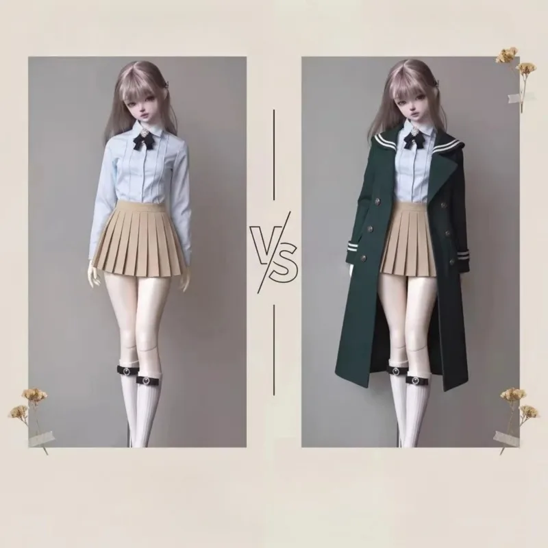 [Nur Kleidung] 1/3 1/4 1/6 College-Hemd Plissierter Rock Matrosenkragen-Mantel JK-Set Zubehör für BJD Actionfigur Dekoration – Detail 5