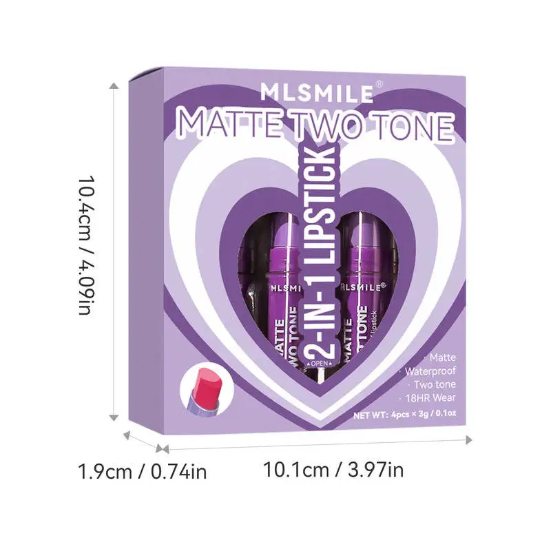 Mlsmile conjunto de dois tons forro perolado bálsamo labial fosco batom hidratante de longa duração 2025 novo