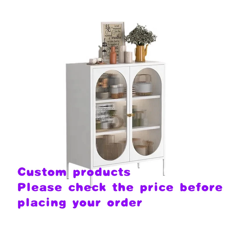 custom.Modern Minimalist Iron Sideboard with Tempered Glass Elegant Storage Solution Dining Room and Kitchen