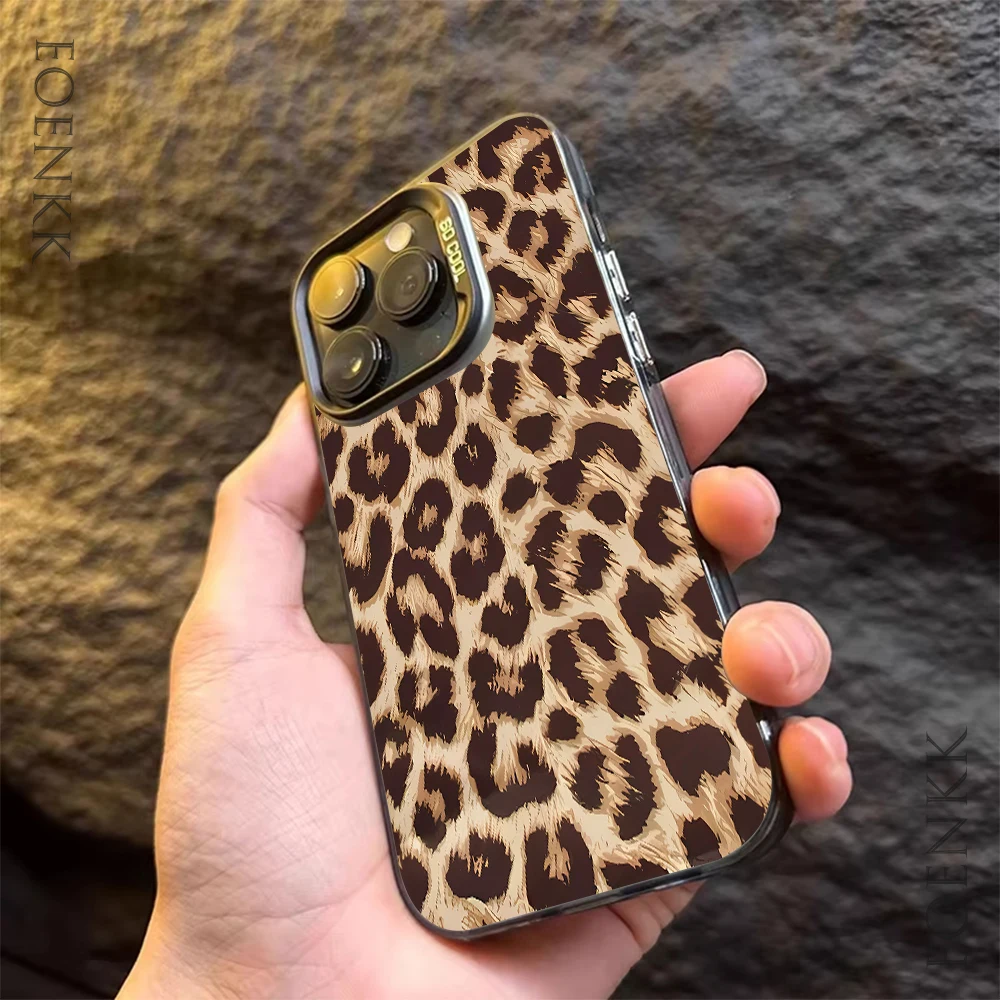 Brown Leopard Anti-drop Armour Phone Case For Samsung Galaxy S25 S24 S23 S22 S21 S20 Ultra Plus FE A25 35 A55 5G Hard Cover