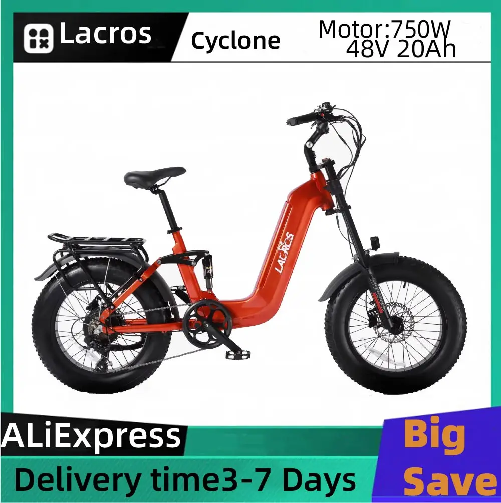 

Lacros Cyclone Adult E-bike 750W Motor city ebike 48V20Ah Battery Electric Bike 20 Inch Fat Tire E-Mountain bike