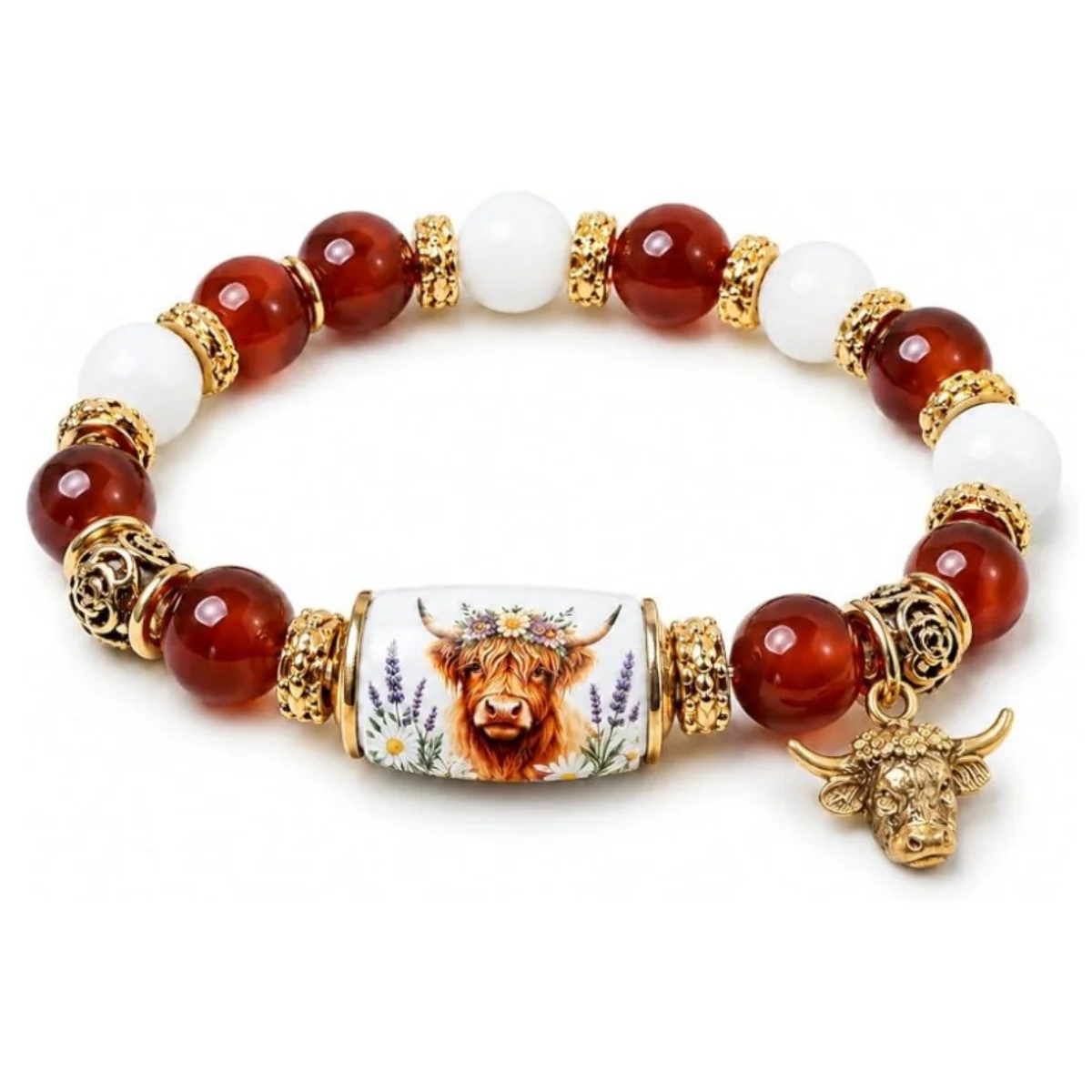 Zarte Armbänder im Frühlingsgarten-Stil mit Glasperlen für Damen und Herren, mit Charm-Anhängern wie Kolibri, Sonnenblume, Biene und Ochsenkopf, Heilschmuck. – Detail 30