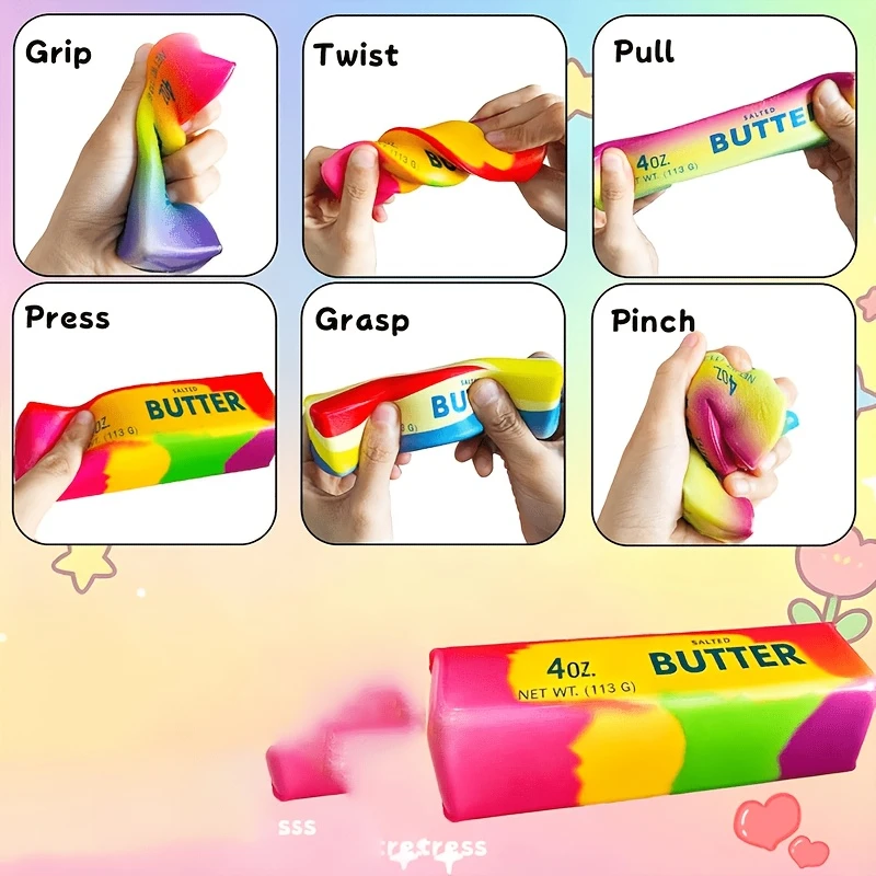 Rainbow Butter Squeeze Toy Slow Rising Squishy Soft Stress Relief Desk Fidget Toy Gift - view 4
