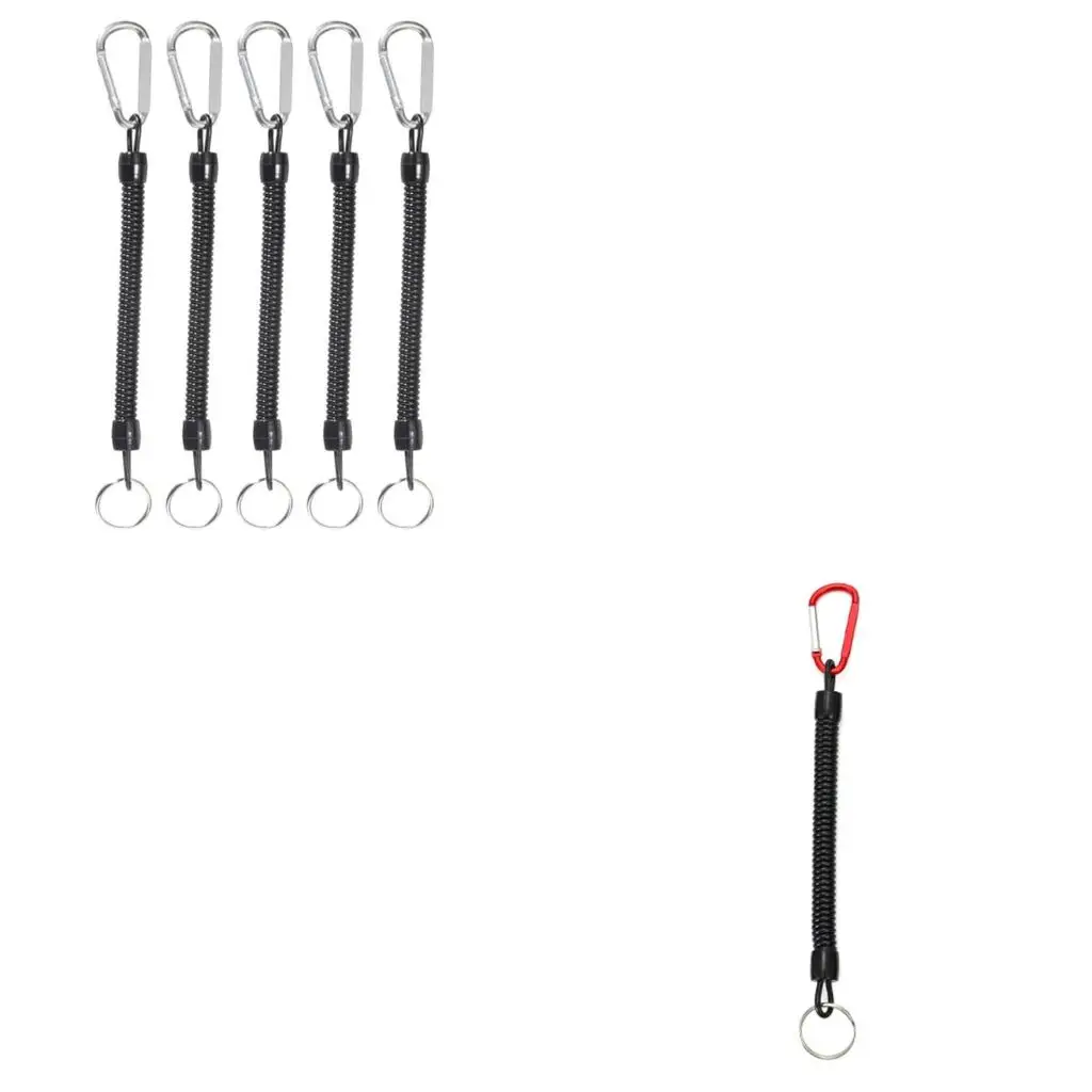 Q39E 5Pcs Coiled Fishing Lanyards with Carabiner Retractables Fishing Lanyards  Coiled Tethers Secure Tackle Tool Easily Use