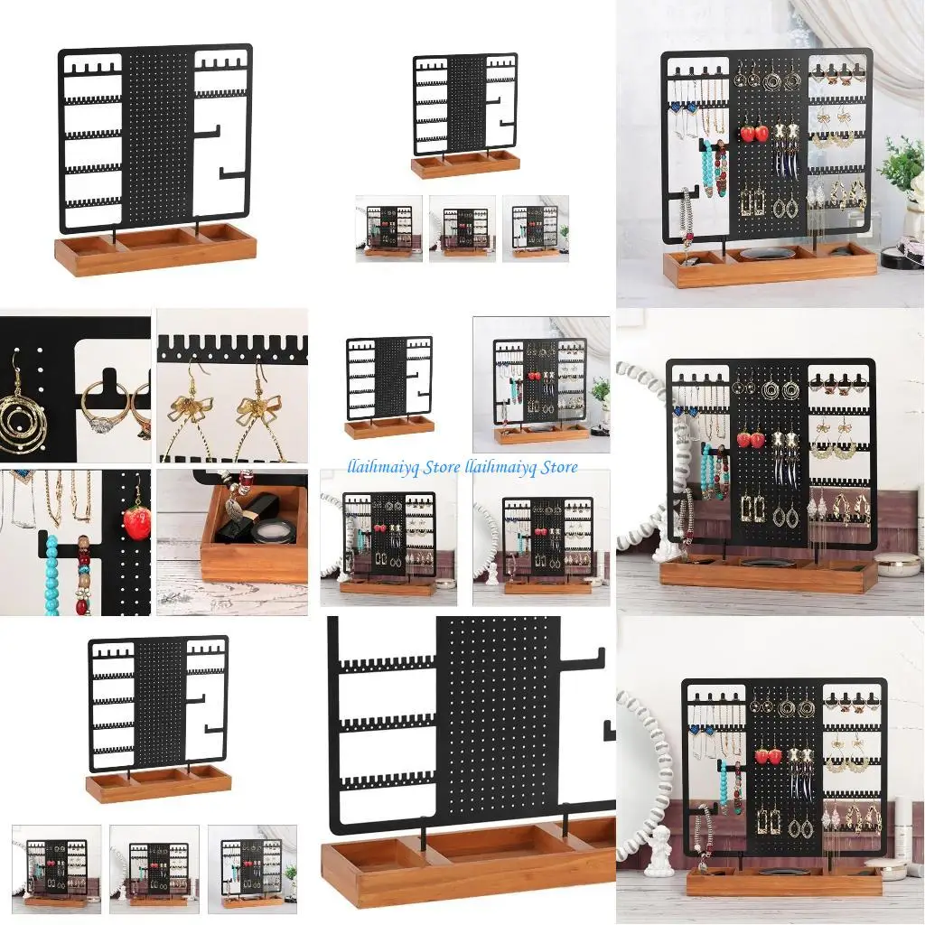 

573B Подставка для сережек, 5-ярусный держатель-гвоздик для ушей, органайзер для ювелирных изделий, подставка с деревянным для