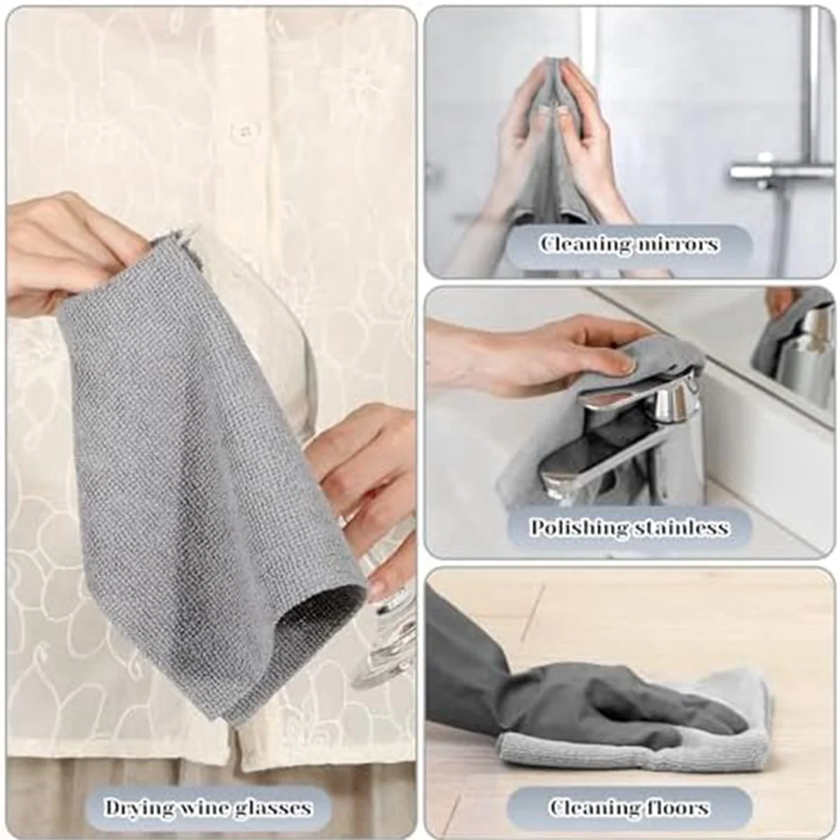 Reusable Cleaning Wipe Household Microfiber Towel Rolls Dish Rags Wash Paper Towel Replacement Green