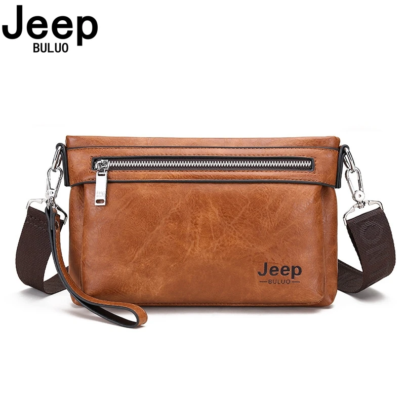 

JEEP BULUO Men's Handbags Fashion Leather High quality Business Men Crossbody Shoulder Clutch Bags Male Brand Daily Bag New Hot