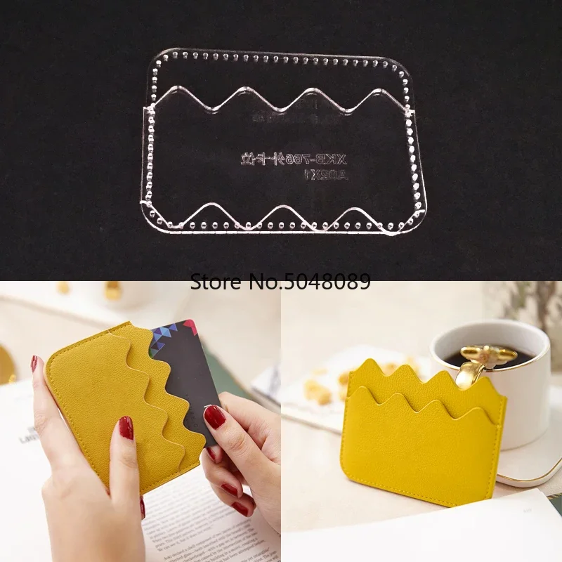 Acrylic Stencil DIY hand-made leather multi card card bag zero wallet pattern durable plate sewing template 10.5x8cm