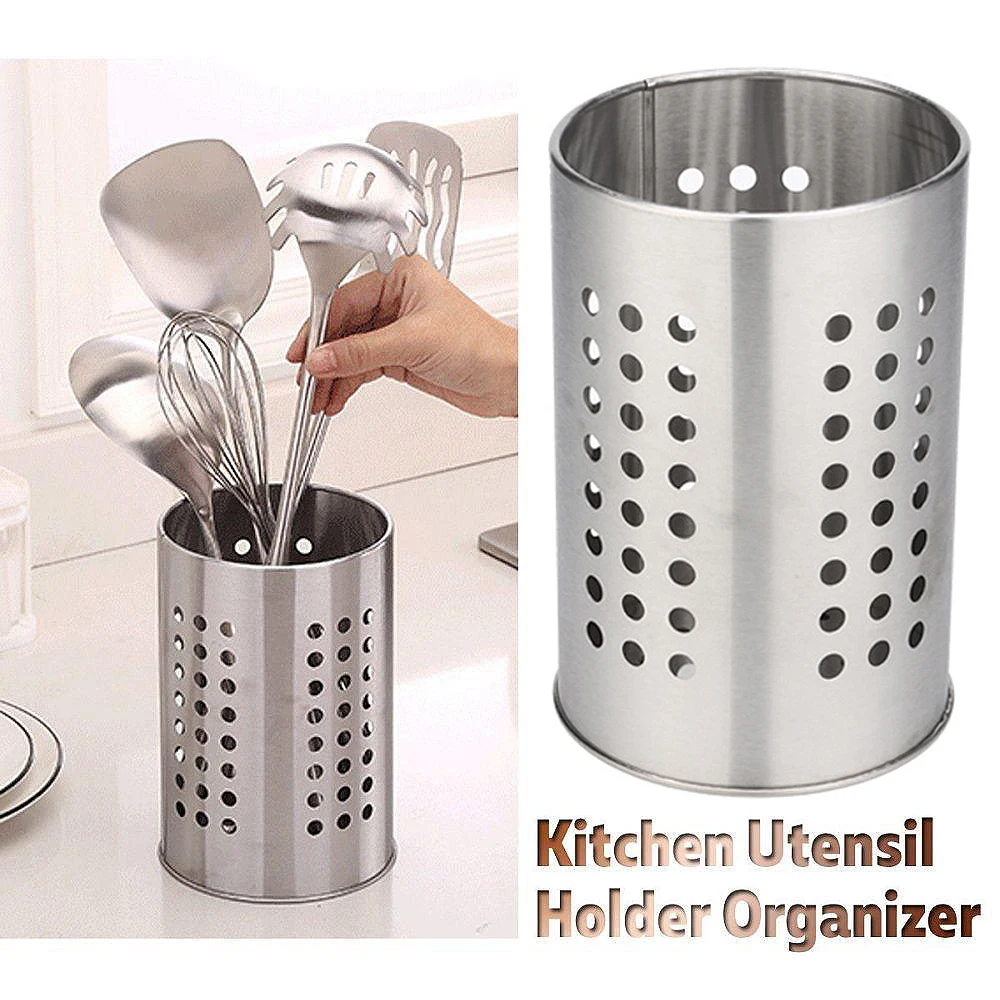 Stainless Steel Kitchen Cooking Utensils Chopstick Holder Caddy Cutlery Organizer Tableware Multi-function Storage Serving Tool