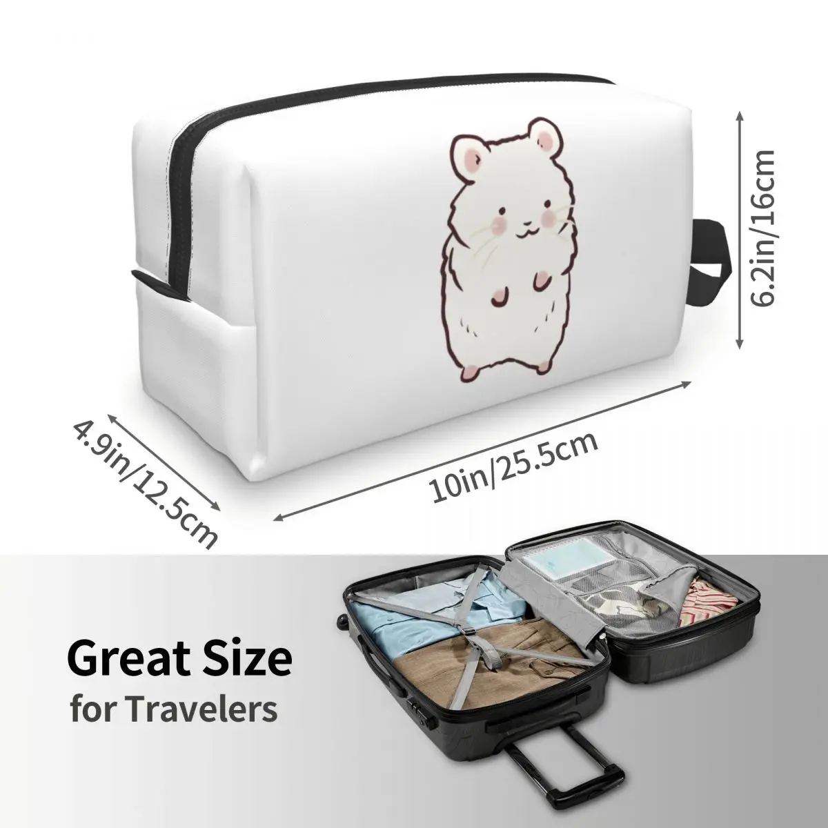 لطيف الهامستر رسم حقيبة مستحضرات تجميل منظم مستحضرات التجميل تخزين Dopp عدة أدوات الزينة حقيبة مستحضرات التجميل للنساء الجمال السفر مقلمة