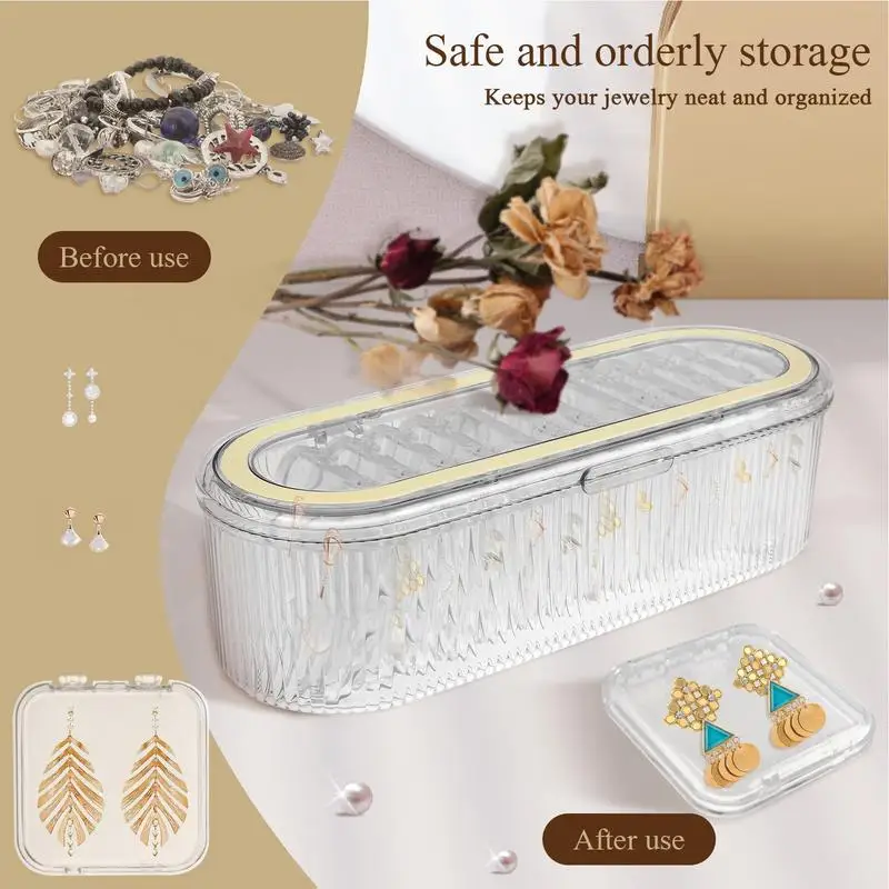 Acrylic Earring Storage Box Transparent Earring Box with 13 pcs PET Small Ring Box Travel Necklace Bracelet Sealed Box