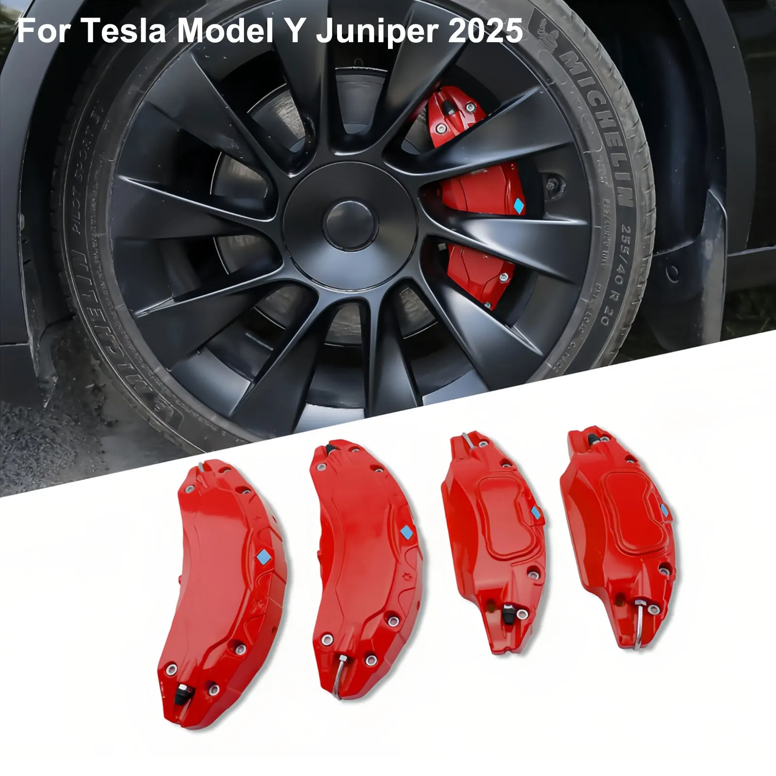

Car Disc Brake Caliper Covers For Tesla Model Y Juniper 2025 Front Rear Caliper Cover for Model Y Juniper 2026 Aluminum Alloy