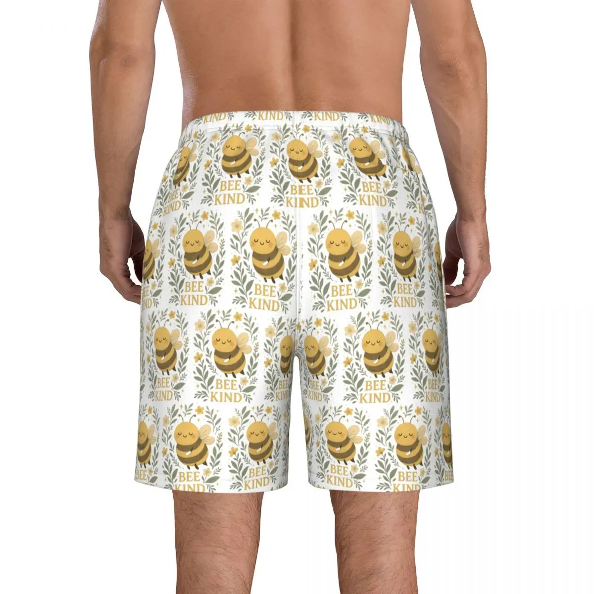 Bee Kind Cute Bumblebee Floral With Gentle Kindness Quote Trunks Beach Board Shorts Casual Quick Dry Swimming Summer Men Pants