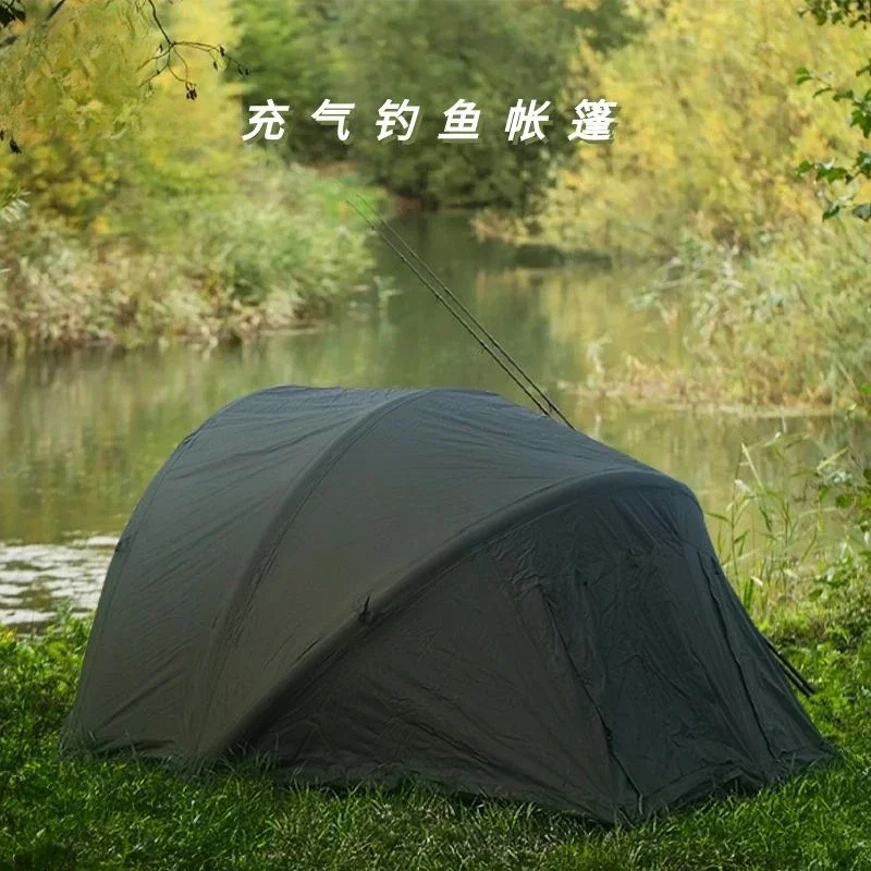 Net red camping beach tent Outdoor thickened rainproof double-decker camping tent quick opening inflatable fishing tent