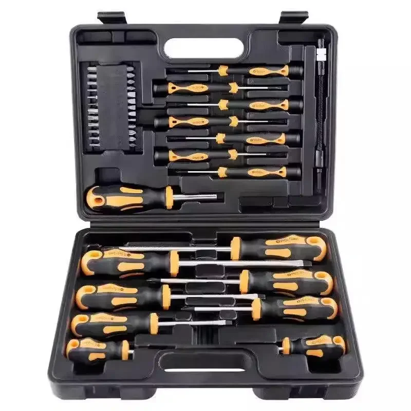 Electrician Repair Tools Kit 42pcs Multifunctional Bit Plum Blade Screwdriver Handle Soft lever Driver Strong Magnetic Set