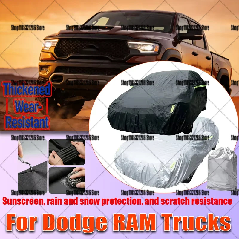 For Dodge RAM Trucks Car Cover Sunproof Windproof Dustproof Scratch Resistant UV Protection Compact Storage