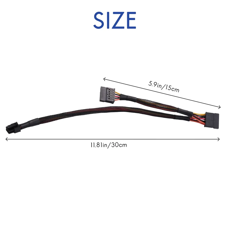 AEE7-Mini 6Pin To 15Pin X2 SATA Power Cable Cord For DELL Vostro 3650 3653 3655 Desktop Computer HDD SSD Expansion Cable