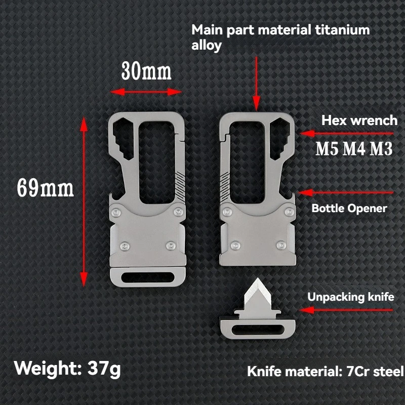 New Multi functional titanium alloy car keychain, men\'s waist hanging, simple and portable combination tool, unboxing knife