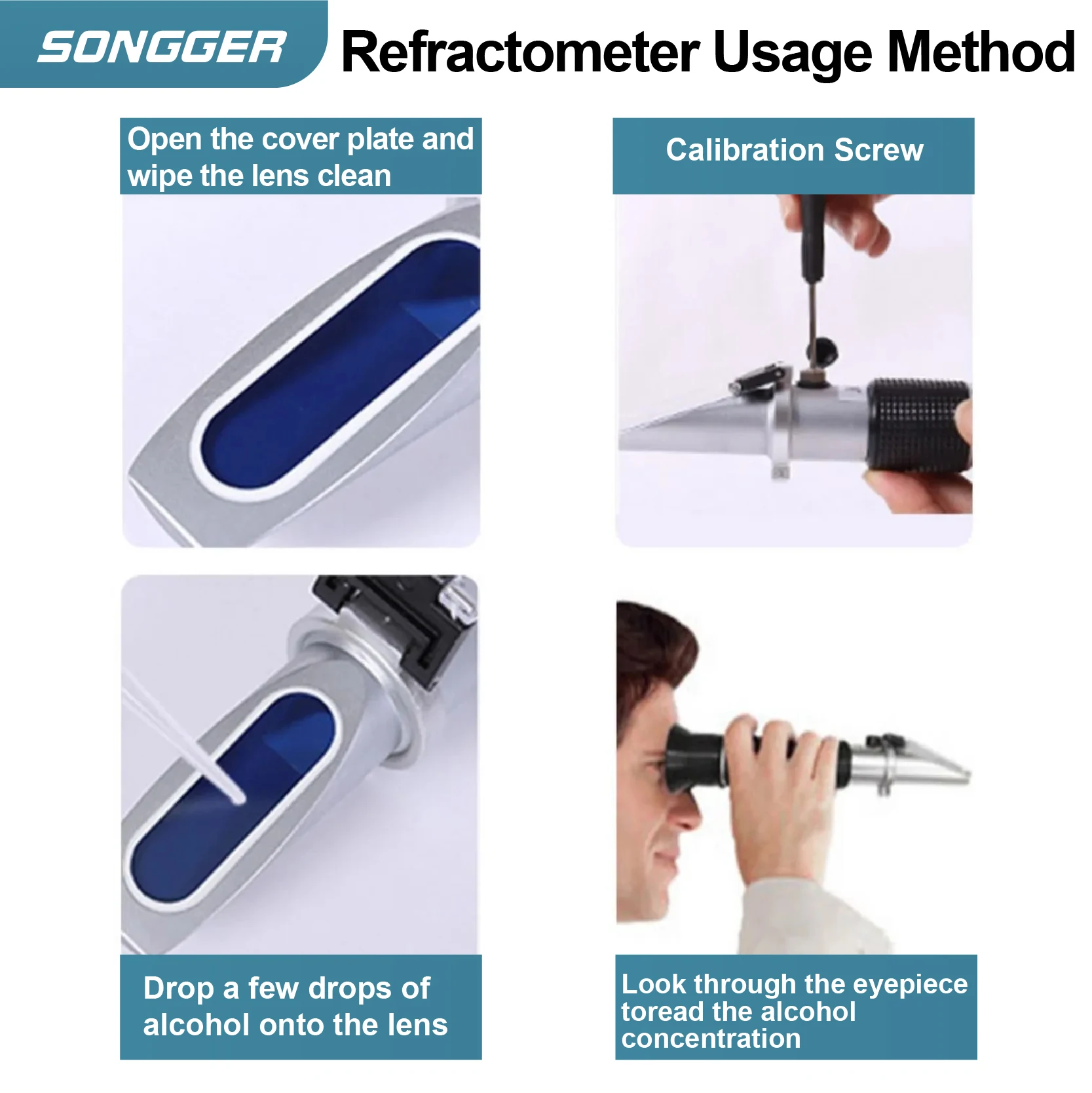 Alcohol Concentration Meter, Handheld 0-80% Refractometer Meter Ethanol Alcohol Concentration Meter Refractometer