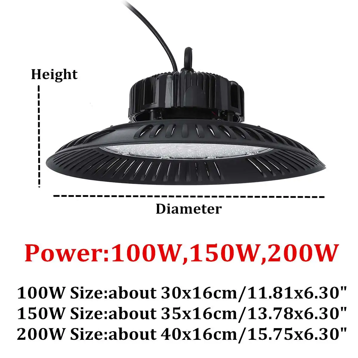 Imagem -05 - Impermeável Led High Bay Light Ufo Lâmpada Iluminação Industrial Armazém Oficina Garagem Teto Ip65 100w 150w 200w 6500k