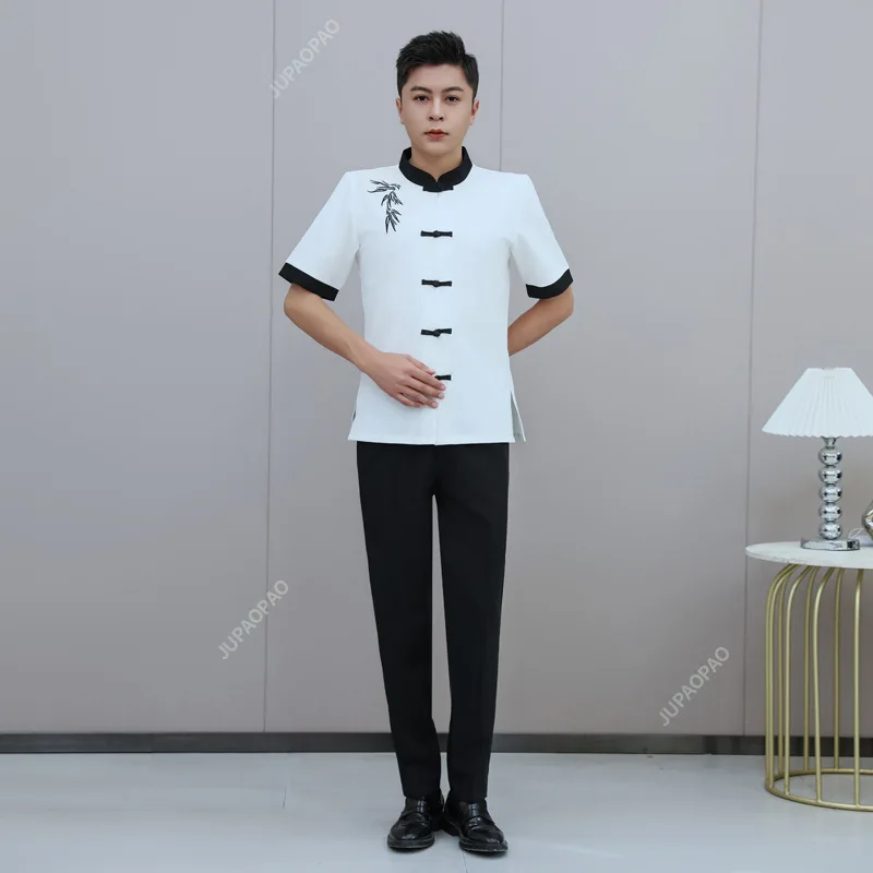 Beauty Uniform Spa Hotel Front Desk Salon Uniform Dress Men Massage Outfits Esthetic Uniforms Summer White Beautician Clothing