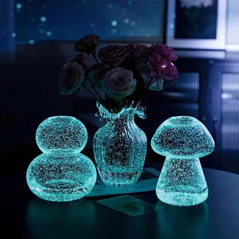 INS-style Internet Celebrity Luminous Fluorescent Glacier Vase Transparent Glass Flower Arranging Roses Table Decoration