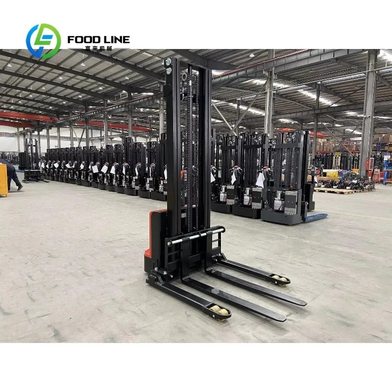 Customized pedestrian operated electric stacker pallet lifting machine slim mast structure indoor warehouse goods stacking work