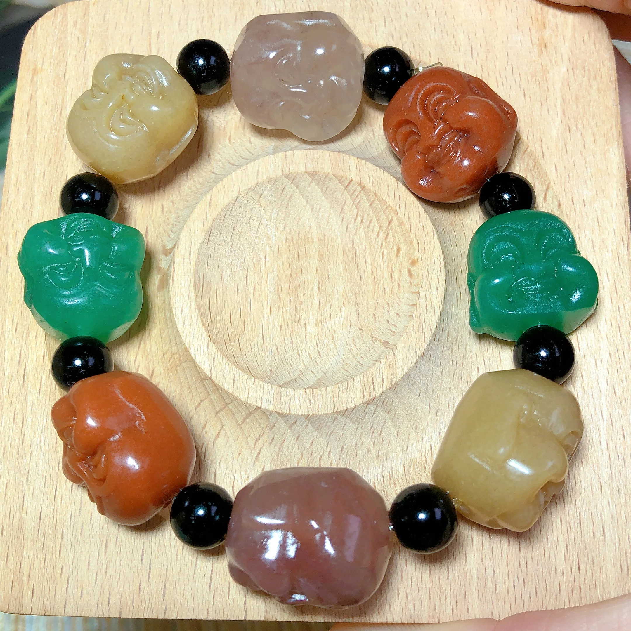 

Natural Crystals Buddha Head Bracelet Green Aventurine High Quality Women Men Gift Elastic Healing Energy Mineral Ore