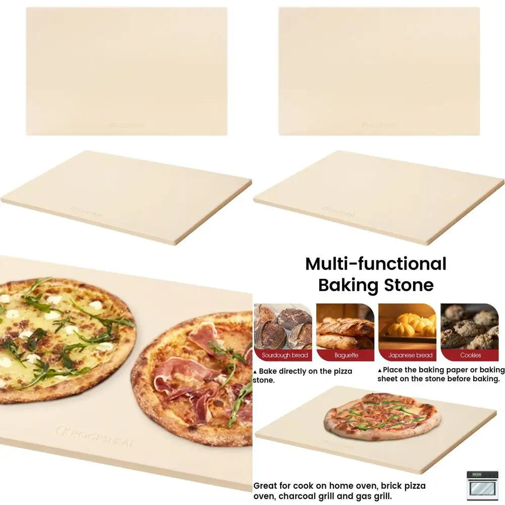 

Large Rectangular Pizza Stone 22x14 Inches - Heavy Duty Cordierite Baking Stone for Oven, Grill, and BBQ, Ideal for Pizza and Br