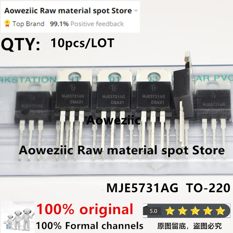 

Aoweziic 2020+ 100% New Imported Original MJE5731AG MJE5731G TO-220 PNP Silicon Power BJT Transistor 375V 1A