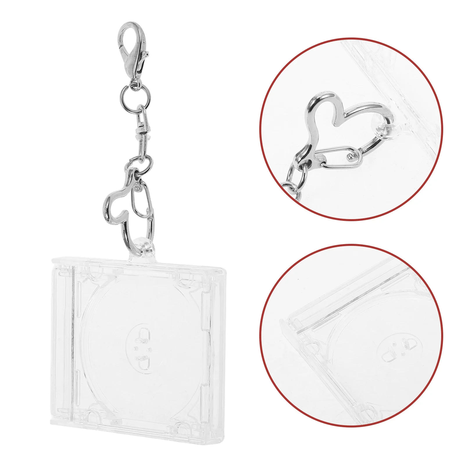 

5pcs Mini Cd Keychain Clear Acrylic Blank Disc Case For Diy Music Heart Pendant Bag Hanging Decor Accessory