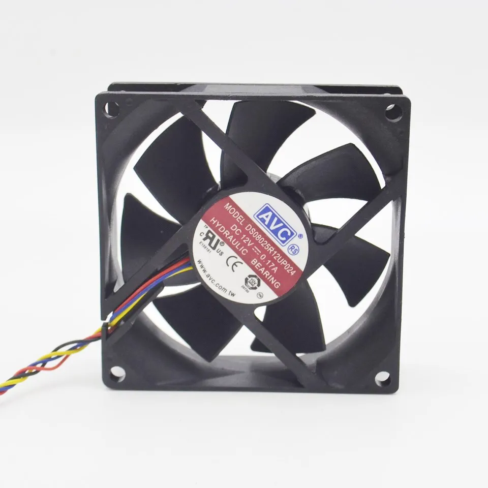 

1pcs DS08025R12UP024 8025 80mm 12V 0.17A PWM speed control 4 line CPU silent cooling fan for AVC