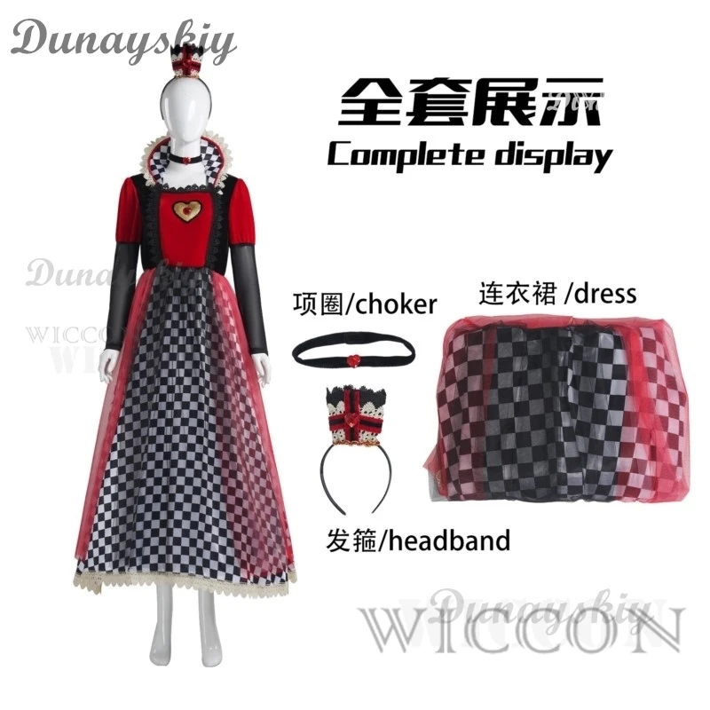 

Queen of Hearts Princess Dress In Wonderland Cosplay Fancy Dress Delux Party Girls Halloween Carnaval Cosplay Costume