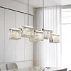 현대 K9 크리스탈 광택 펜 던 트 조명 다이닝 룸 E14 Led 막대 펜 던 트 램프 럭셔리 크롬 철강 장식 매달려 램프 비품 3