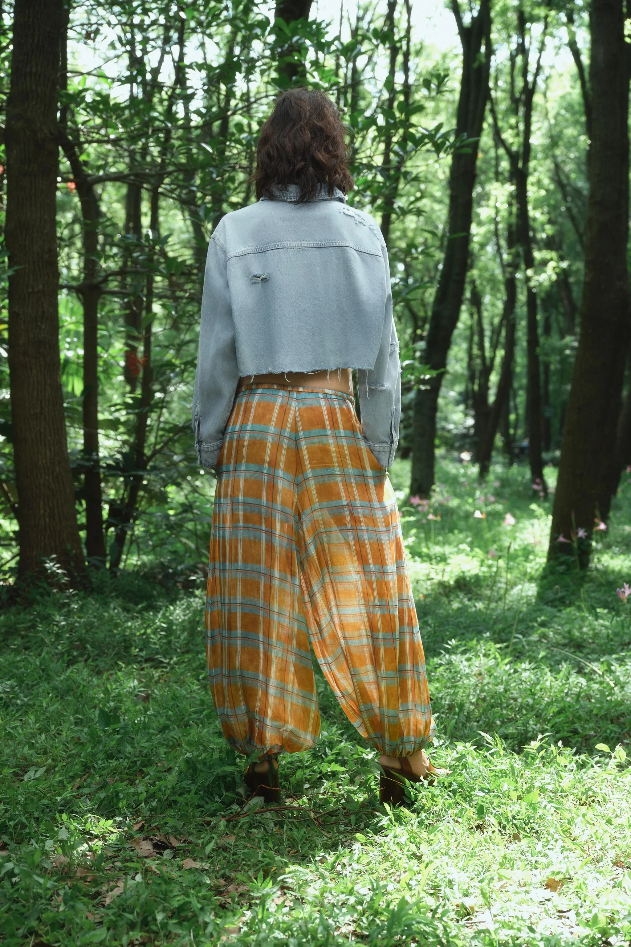 Women's Loose Fit Plaid Jogger Pants Elastic Cuffed Casual Pants for Women Stretch Spandex Blend Comfortable Fit with Pockets