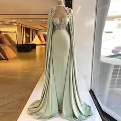 2025 Bela Verde das Mulheres Sereia Elegante Vestidos de Noite Encanto Frisado Cristal Personalizado Prom Vestidos De Fiesta