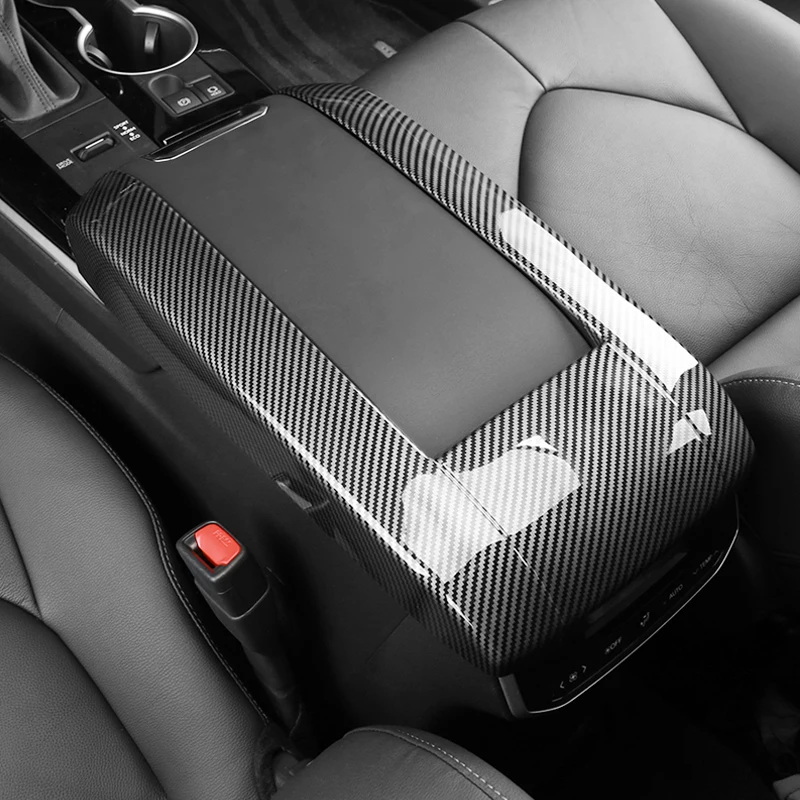 Carbon Fiber Grain Decorative Sticker for 2026 Toyota Crown Land Cruiser Highlander Armrest Box