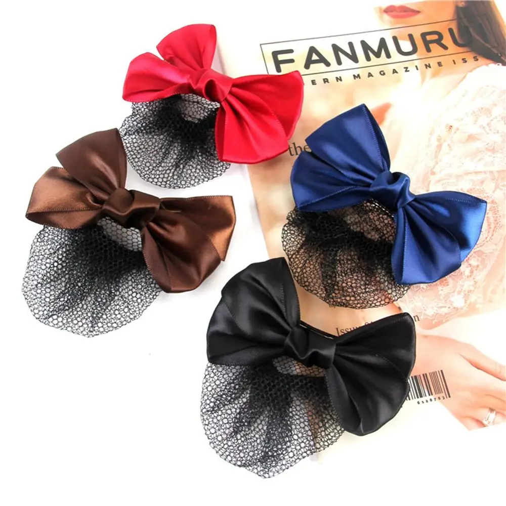 Headwear Bow Hotel Airline Stewardess Ponytail Clip Hairgrips Cover Net Korean Bun Snood Women Spring Clips DIY