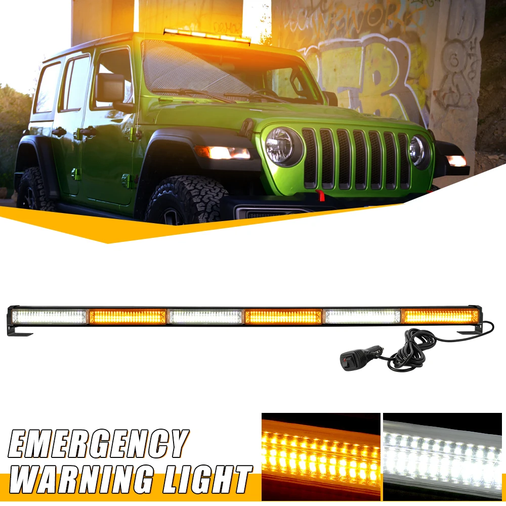 

HL 35"COB LED Traffic Adviser Police Emergency Warning Safety Signal Directional Strobe Light Bar Amber Tow Plow Truck 12V 24V
