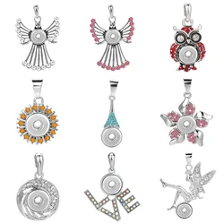 New Snap Button Jewelry Pendant Crystal 12mm Snap Button Necklaces Pendants Fit Mini Snap Buttons Making Jewelry Pendants