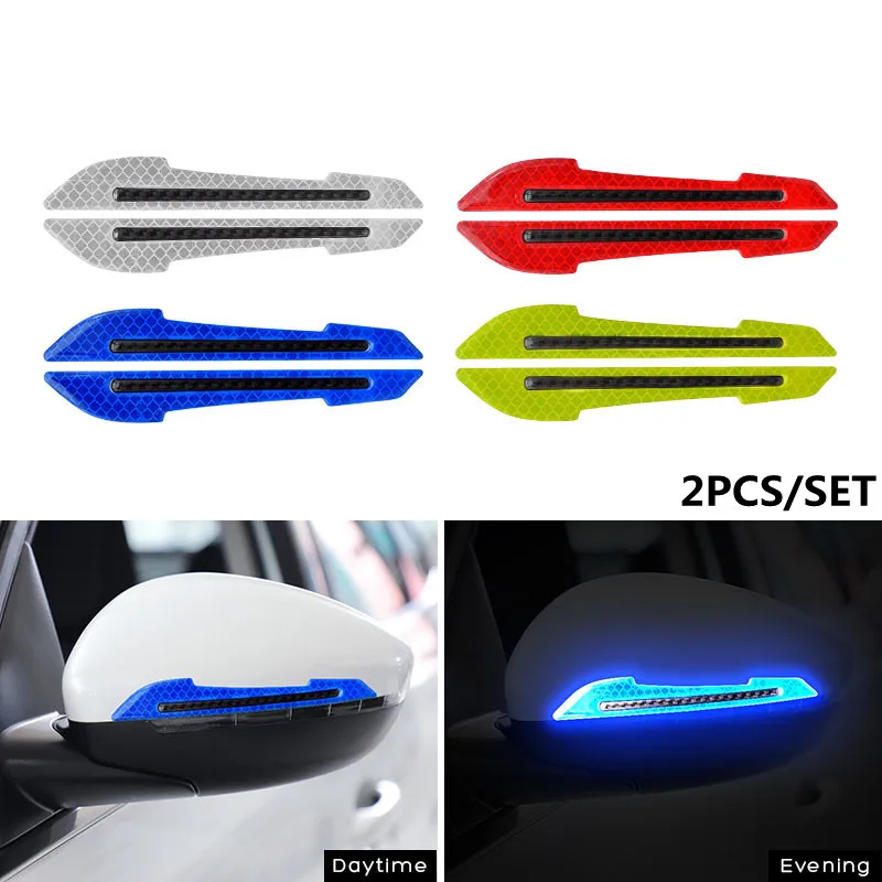 Car Wheel Hub Reflective Stripes Door Handle Safety Warning Sticker Car Rear Warning Tape Automobile Sticker Exterior Accessorie