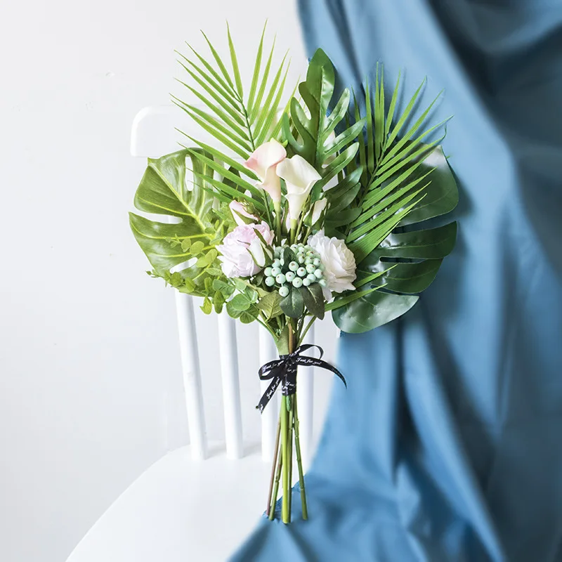 39 نمط كبير الأخضر الاصطناعي شجرة النخيل الاستوائية Monstera يترك حديقة المنزل مكتب نوم الديكور التصوير خلفية