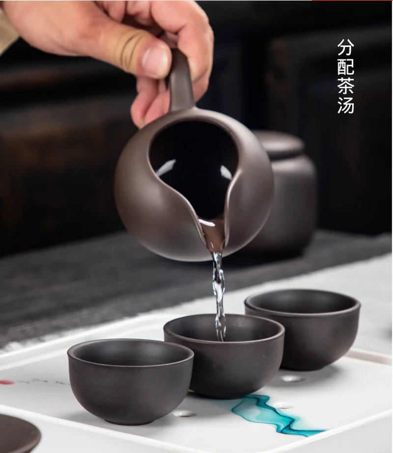 Chinese Style Purple Sand Tea Set 6 People Portable Travel Kung Fu A Pot of Six Cups Home Simple Outdoor