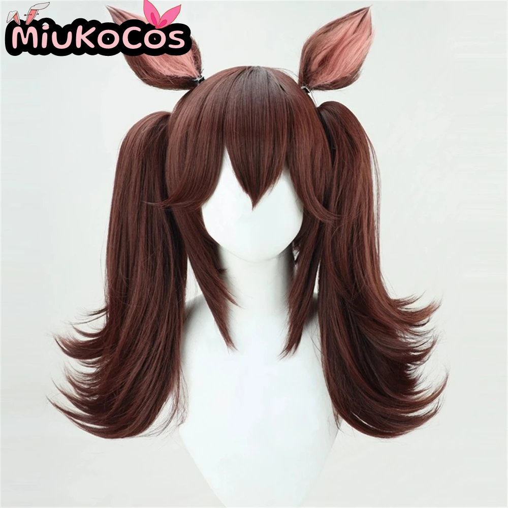 متوفر في المخزون هيشيشي أكيبونو شعر مستعار تأثيري مع آذان وذيل MiukoCosplay لعبة Umamusume: جميلة ديربي تأثيري #3