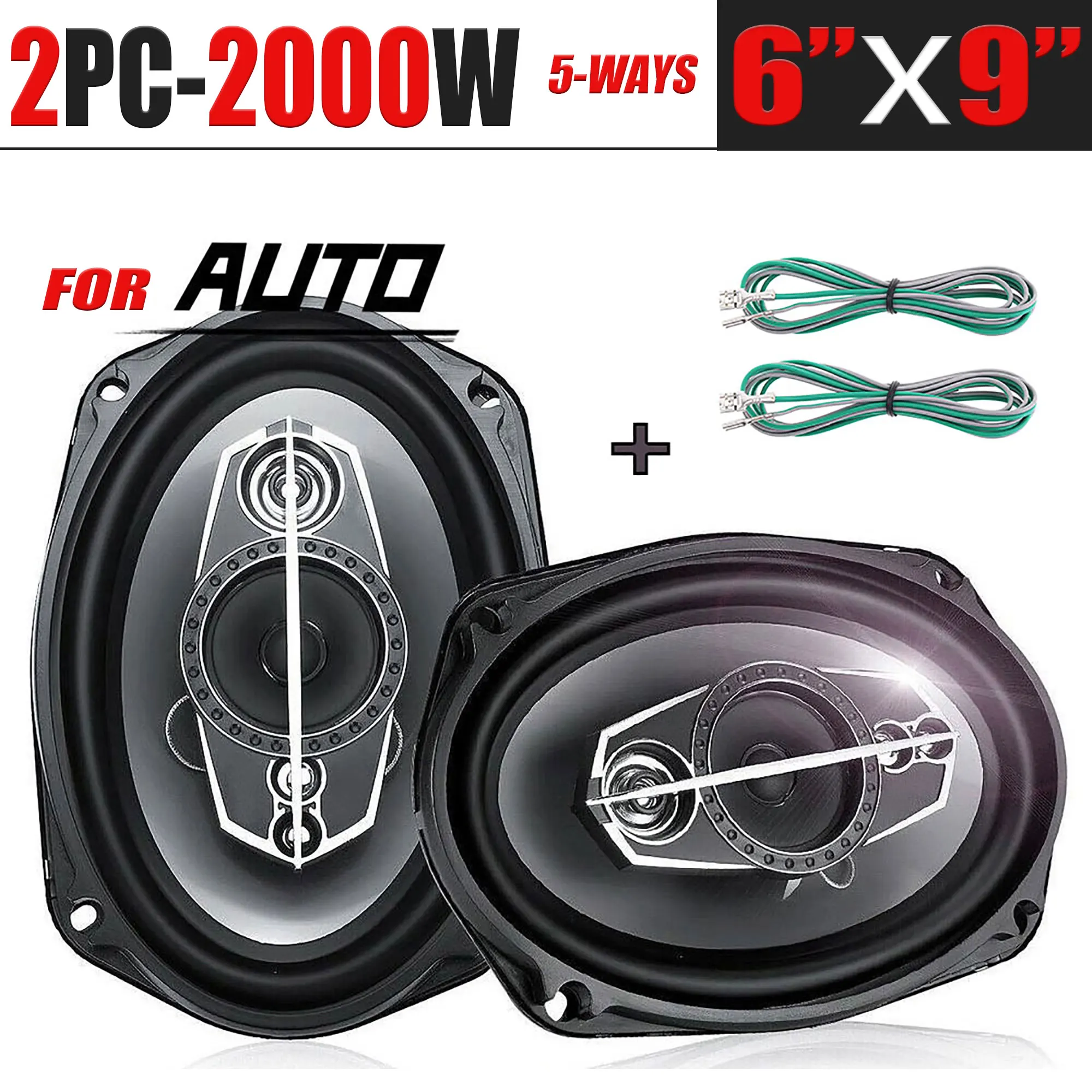 6X9 Inch 1000W 5-Way HiFi Coaxial Speaker With Dust Cover And Audio Cable Car Door Auto Audio Music Stereo Full Range Speakers 