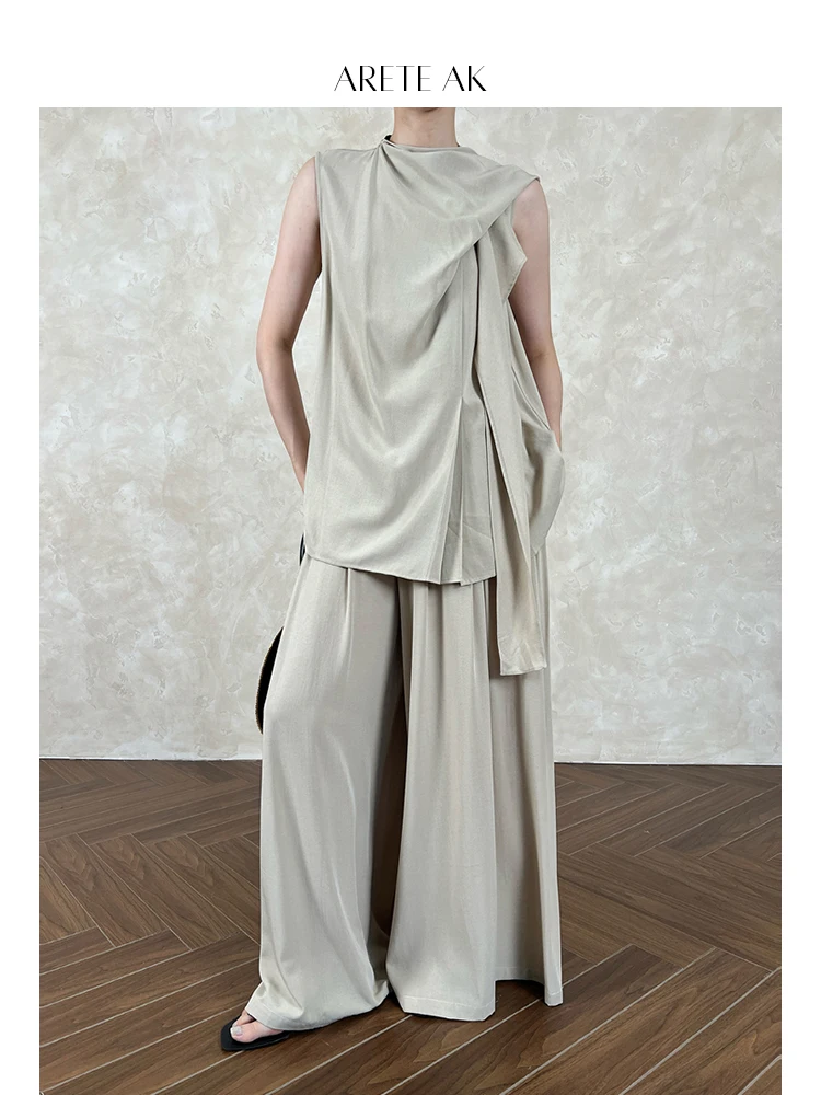 

ARETE AK Women's Ruched Svel Cotton Linen irt Slimming Summer Casual Sle Pure Color Faionable Trendy Design